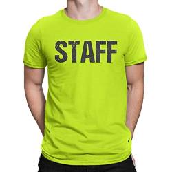 NYC FACTORY Offizielles Neon Staff T-Shirt vorne und hinten Druck Herren Event Shirt gelb Tee, Neon-Schwarz, X-Groß von NYC FACTORY
