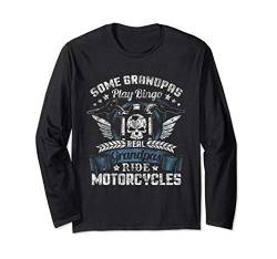 Grandpa Motorcycle Gift Biker Skull Ride Langarmshirt von NYC Motorcycle Shirt Co