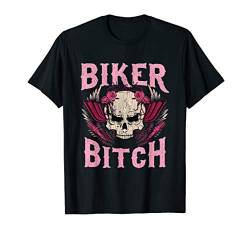 Pink Skull Motorcycle Gift Wife Sexy Chick Rose Lady Biker T-Shirt von NYC Motorcycle Shirt Co