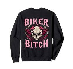 Biker-Küken-Schädel-Motorrad-Hemd-Frau Sexy Babe Chick Rose Sweatshirt von NYC Motorradhemd Co