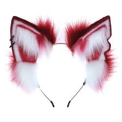 Cartoon-Wolfs-Ohr-förmiger Haarreifen, niedlicher Haar-Halter, Halloween-Party-Kostüm, Kopfbedeckung für Kinder, Damen, Plüsch-Stirnbänder für Frauen, zum Waschen des Gesichts, weiche Stirnbänder für von NYCEMAKEUP
