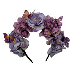 Elegantes Blumen-Haarband, böhmisch, realistisch, Schmetterlings-Stirnband für Mädchen, Halloween, trendiges Modell-Show-Stirnband, Blumen-Haarbänder für Mädchen, Blumen-Haarband für Frauen von NYCEMAKEUP