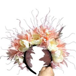 Ethnisches Braut-Stirnband, Haarkranz, Blumen, Hochzeit, Blumen-Stirnband, Haarreif, Haarschmuck, Seidenblumen, Kopfschmuck von NYCEMAKEUP