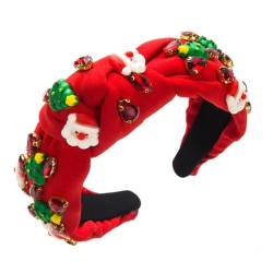 Glitzerndes Weihnachts-Stirnband für Damen, breite Krempe, Stirnbänder mit Mini-Weihnachtsmann/Baum, verziert für Mädchen, zum Waschen des Gesichts, Sport, Gesichtswaschen, Stirnbänder für Damen, von NYCEMAKEUP