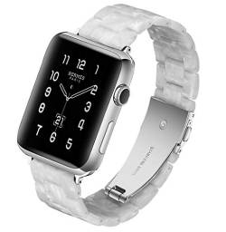 NYENEIL Kompatibel für Apple Watch Armband 38mm 40mm 41mm 42mm 44mm 45mm Ersatzbänder für die iWatch Serie SE 7/6/5/4/3/2/1 Mann Frau (38MM/40MM/41MM, Pearl White) von NYENEIL