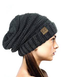 NYFASHION101 Lose bauschige Winter Strickmütze Beanie - Schwarz/Grau Mix von NYFASHION101