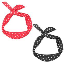 2 Stück Rock'n'Roll-Stirnbänder, Polka-Dot-Stirnbänder, Retro-Draht-Haarbänder, Stirnband-Schleifen, Kopftuch-Haar-Accessoires, 50er-90er-Jahre-Stil, Damen-Haar-Accessoires von NYGGTYK