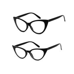 NYGGTYK 1 Stück große Cat-Eye-Brille und 1 Stück kleine Cat-Eye-Brille, personalisierte Damen-Partyspiegel, Brillen-Karneval-Retro, Damen-Deko-Brille von NYGGTYK