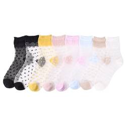 NYGGTYK 6 Paar Damen-Fantasie-Spitzensocken, transparente Strümpfe, Nylonsocken, Damen-Glitzer-Socken, Rüschensocken, modische Socken, dünne Socken, geeignet für die tägliche Kombination von NYGGTYK