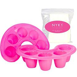NYK1 Finger Maniküre-Schalen zum Einweichen für Schellack-Gel und Acryl-Nägel Mit 200 quadratischen fusselfreien Baumwoll-Nageltüchern mit Reibeeffekt von NYK1