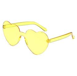 NYKKOL Gläser Herzförmige Sonnenbrille Vintage Cat Eye Mod Stil Party Sonnenbrille Retro Transparent randlose Brille für Frauen und Mädchen (gelb) von NYKKOL