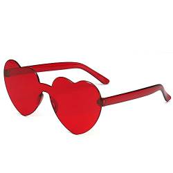 NYKKOL Gläser Herzförmige Sonnenbrille Vintage Cat Eye Mod Stil Party Sonnenbrille Retro Transparent randlose Brille für Frauen und Mädchen (gules) von NYKKOL