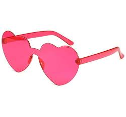 NYKKOL Gläser Herzförmige Sonnenbrille Vintage Cat Eye Mod Stil Party Sonnenbrille Retro Transparent randlose Brille für Frauen und Mädchen (rosa rot) von NYKKOL