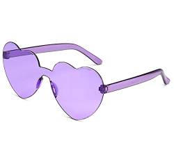 NYKKOL Gläser Herzförmige Sonnenbrille Vintage Cat Eye Mod Stil Party Sonnenbrille Retro Transparent randlose Brille für Frauen und Mädchen (violett) von NYKKOL