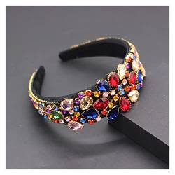 yaoqijie Farbe Strass Blume Wide-Cremed Headband Barock Mode Luxus Heavy Industry Exquisite Retro Stirnband lasting (Color : 1) von NYMFEA