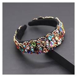 yaoqijie Farbe Strass Blume Wide-Cremed Headband Barock Mode Luxus Heavy Industry Exquisite Retro Stirnband lasting (Color : 2) von NYMFEA