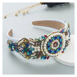 yaoqijie Farbe Strass Blume Wide-Cremed Headband Barock Mode Luxus Heavy Industry Exquisite Retro Stirnband lasting (Color : 22) von NYMFEA