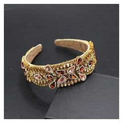 yaoqijie Farbe Strass Blume Wide-Cremed Headband Barock Mode Luxus Heavy Industry Exquisite Retro Stirnband lasting (Color : 4) von NYMFEA