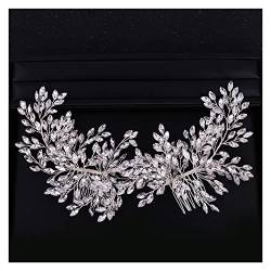 yaoqijie Trendy Gold Kristall Strass Haarkamm Haarschmuck Hochzeit Tiara Braut Kopfschmuck Haarschmuck Braut Frauen Haarschmuck lasting (Color : Silver) von NYMFEA