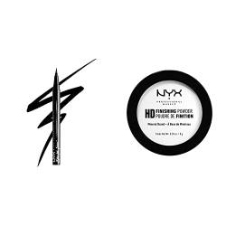 NYX Professional Makeup Epic Ink Eye Liner, Filzstift & High Definition Finishing Powder, Gepresstes Puder, Perfektionierte Haut, Mattes Finish, Ölabsorbierend, Vegane Formel, Farbton: Translucent von NYX PROFESSIONAL MAKEUP