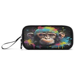 NYYYTTTEU Cooler Aquarell-Schimpanse Federmäppchen Federtaschen Mäppchen Schlamperbox Tasche für Jungen Mädchen Schüler von NYYYTTTEU