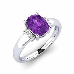 Amethyst Kissen aus Sterlingsilber 925 8x6mm Solitär rhodiniert | Wunderschöner Design Solitärring für Frauen und Mädchen (61) von NYZA JEWELS