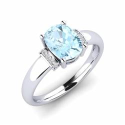 Aquamarin Kissen aus Sterlingsilber 925 8x6mm Solitär rhodiniert | Wunderschöner Design Solitärring für Frauen und Mädchen (60 (19.1)) von NYZA JEWELS