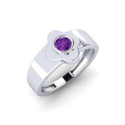 NYZA JEWELS Amethyst Runder 4,00 mm Mini Versprechens Ring | Sterlingsilber 925 mit Rhodinierung | Wunderschöner Solitär Mini Versprechensring für Mädchen und Frauen (52) von NYZA JEWELS