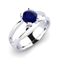 NYZA JEWELS Blauer Saphir Runder 6,00mm Solitär Ring | Sterlingsilber 925 mit Rhodinierung | Hochzeits, Jubiläums Und Verlobungskollektion (57 (18.1)) von NYZA JEWELS