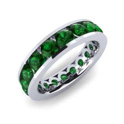 NYZA JEWELS Smaragd Runder 4.00mm Kanal eingestellt Full Eternity Bandring | Sterlingsilber 925 mit Rhodinierung | Wunderschönes Evergreen Eternity Band für Mädchen und Damen (67 (21.3)) von NYZA JEWELS