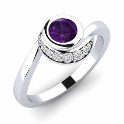 NYZA JEWELS Sterlingsilber 925, Amethyst rund 6,00mm Versprechensring mit Rhodinierung | Wunderschöner Versprechensring für Frauen und Mädchen (67 (21.3)) von NYZA JEWELS