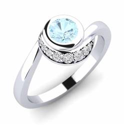 NYZA JEWELS Sterlingsilber 925, Aquamarin rund 6,00mm Versprechensring mit Rhodinierung | Wunderschöner Versprechensring für Frauen und Mädchen (68 (21.6)) von NYZA JEWELS