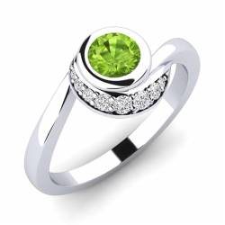 NYZA JEWELS Sterlingsilber 925 Peridot rund 6,00mm Versprechensring mit Rhodinierung | Wunderschöner Versprechensring für Frauen und Mädchen (52) von NYZA JEWELS