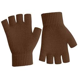 NZKNP Fingerlose Handschuhe für Damen Herren Winter Fingerlose Fäustlinge für Damen Herren Warm Strickhandschuhe Tippen Halbfinger Handschuhe, Braun, 1 Paar von NZKNP