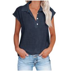 Blitzangebote des Tages Musselin Bluse Damen V-Ausschnitt Tshirt mit Knöpfen Vintage Einfarbig Leinenbluse Sommer Oberteile Kurzarm Hemdbluse Baumwolle Leinen Shirt Große Größen Leinenhemd Blusen von NZYIHAO