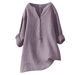 Damen Blusen Musselin Bluse Damen Elegant Einfarbig Tshirt V-Ausschnitt Leinenbluse mit Knöpfen Sommer Hemdbluse Baumwolle Leinen Shirts Oversize Oberteile Große Größen Blusen von NZYIHAO