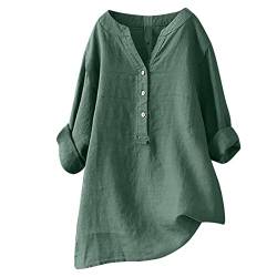 Damen Blusen Musselin Bluse Damen Elegant Einfarbig Tshirt V-Ausschnitt Leinenbluse mit Knöpfen Sommer Hemdbluse Baumwolle Leinen Shirts Oversize Oberteile Große Größen Blusen von NZYIHAO