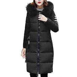 Daunenjacke Damen Lange Steppjacke mit Reißverschluss Große Größen Winterjacke Langarm Einfarbig Daunenmantel Kapuze Übergangsjacke Dicke Warme Winter Jacke Freizeit Parka Wintermantel Steppmantel von NZYIHAO