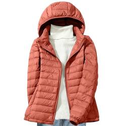 Daunenjacke Damen Leichte Steppjacke Einfarbig Winterjacke Jacke mit Abnehmbare Kapuze Große Größen Wintermantel Warme Daunenmantel Zip Up Steppmantel Langarm Kapuzenjacke Mantel Skijacke Outdoorjacke von NZYIHAO