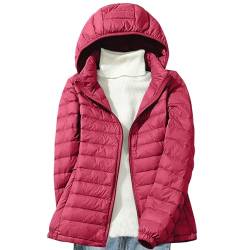 Daunenjacke Damen Leichte Steppjacke Einfarbig Winterjacke Jacke mit Abnehmbare Kapuze Große Größen Wintermantel Warme Daunenmantel Zip Up Steppmantel Langarm Kapuzenjacke Mantel Skijacke Outdoorjacke von NZYIHAO