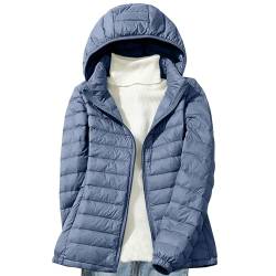 Daunenjacke Damen Leichte Steppjacke Einfarbig Winterjacke Jacke mit Abnehmbare Kapuze Große Größen Wintermantel Warme Daunenmantel Zip Up Steppmantel Langarm Kapuzenjacke Mantel Skijacke Outdoorjacke von NZYIHAO