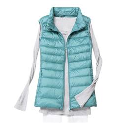 Daunenweste Damen Leicht Ärmellos Weste Einfarbig Winterjacke Revers Steppweste Winter Daunenjacke Fitness Steppmantel Große Größen Jacke Zip Up Wintermantel Taschen Steppjacke Daunenmantel Mantel von NZYIHAO