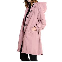 Einfarbig Trenchcoat Damen Große Größen Lange Windjacke Elegant Winddichter Regenjacke Herbst Winter Jacke Langarm Übergangsjacke Stehkragen Mantel Winterjacke Knöpfen Windbreaker Übergangsmantel von NZYIHAO