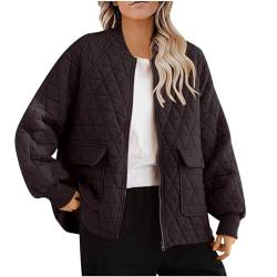 Herbstjacke Damen Vintage Einfarbig Jacke Langarm Rundhals Übergangsjacke Leichte Sweatjacke ohne Kapuze Locker Sportjacke Mantel mit Taschen Streetwear Damenjacke Oberbekleidung Freizeitjacke von NZYIHAO