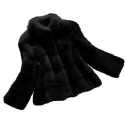 Kunstfell Jacke Damen Elegant Einfarbig Winterjacke Langarm Übergangsjacke Kunstpelz Mantel Dicke Warme Pelzmantel Locker Felljacke Winter Pelzjacke Wintermantel Plüschjacke Fellmantel Outwear von NZYIHAO