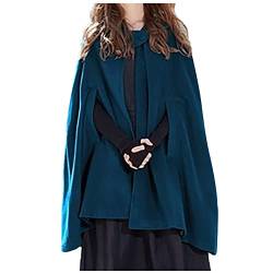 Lange Umhang Damen Mittelalter Einfarbig Cape mit Kapuze Halloween Kostüm Open Front Robe Vintage Poncho Kuschelig Jacke Locker Trenchcoat Herbst Winter Winterjacke Cosplay Kleidung Mantel Outwear von NZYIHAO