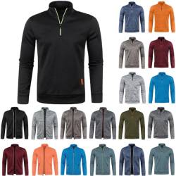 NZYIHAO Half Zip Pullover Herren Sport Langarmshirt Sweatshirt ohne Kapuze Leicht Winterpullover Langarm Bluse Tops Atmungsaktiv Sportshirt mit Kragen Winter Warm Pulli Oberteile Arbeitspullover 5XL von NZYIHAO