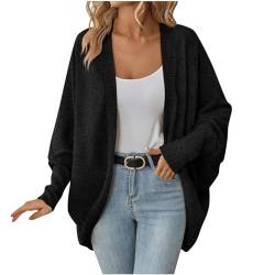 NZYIHAO Lange Strickjacke Damen Elegant Einfarbig Cardigan Fledermausärmel Jacke Leichte Übergangsjacke Locker Herbstjacke Open Front Strickmantel Longstrickjacke Grobstrickjacke Herbst Winter Mantel von NZYIHAO