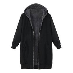 NZYIHAO Sweatjacke Damen Dicke Warme Fleecejacke Einfarbig Zip Up Hoodie Gefütterte Fleece Kapuzenjacke Winterjacke Langarm Jacke Winter Sweatshirtjacke Freizeit Sweatshirt mit Kapuze Mantel Outwear von NZYIHAO