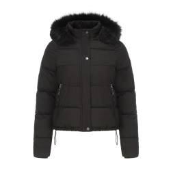 Steppmantel Damen Kurze Winterjacke Einfarbig Winterparka Warm Parka Jacke Fitness Steppjacke mit Abnehmbare Kapuze Langarm Wintermantel Große Größen Skijacke Reißverschluss Mantel Winter Kapuzenjacke von NZYIHAO